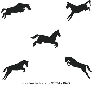Jumping horse silhouette vector in minimal, simple style