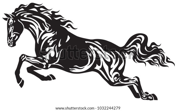 Jumping Horse Stallion Side View Black Stock Vector (Royalty Free ...