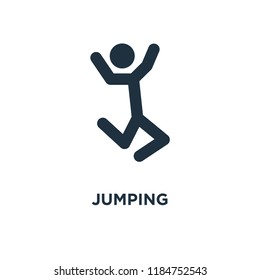 Jumping icon. Black filled vector illustration. Jumping symbol on white background. Can be used in web and mobile.