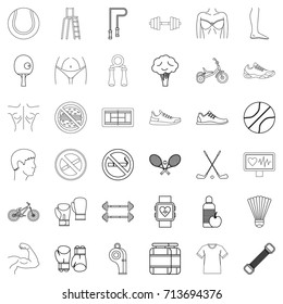Jumping icons set. Outline style of 36 jumping vector icons for web isolated on white background