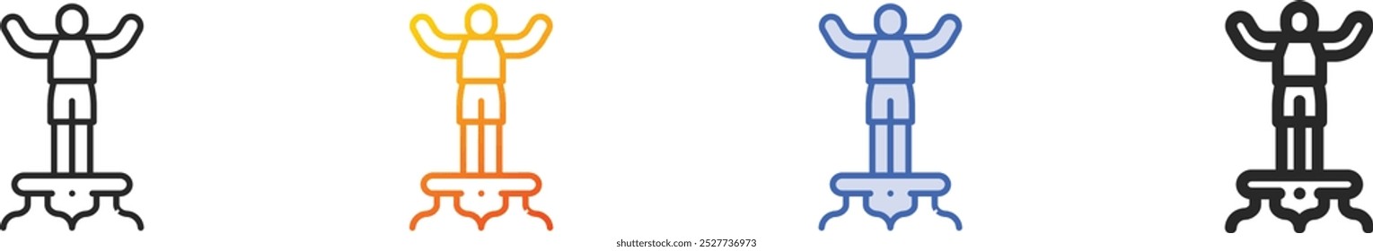 salto icon.Thin Linear, gradiente, traçado azul e negrito Design de estilo isolado no fundo branco