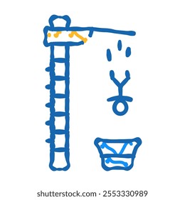 jumping into water from height doodle icon sketch vector. jumping into water from height sign. isolated symbol illustration