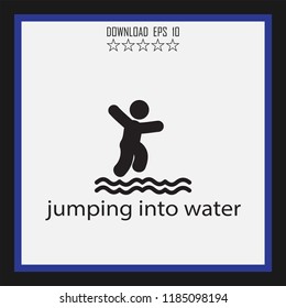 jumping into water vector icon