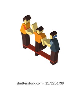 Jumping isometric left top view 3D icon