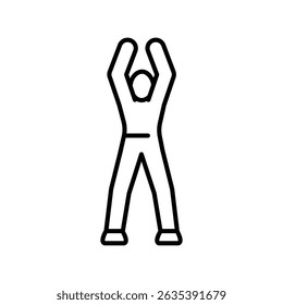 Jumping jacks icono de línea negra para proyectos digitales e impresos.  Iconos limpios mínimos para App y Sitios web. Iconos modernos y sencillos para UI UX y branding