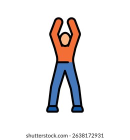 Jumping jacks color line icon for digital and print projects.  Minimal clean icons for apps and websites. Modern simple icons for UI UX and branding