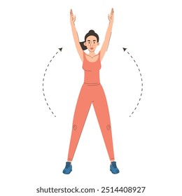 Jumping jacks ejercicio Vector aislado. Mujer haciendo entrenamiento cardiovascular. Estilo de vida activo, ejercicio físico. Concepto de deporte y salud corporal.