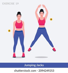 Jumping Jacks exercise, Woman workout fitness, aerobic and exercises.