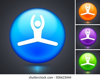 Jumping Jacks on Blue Round Button