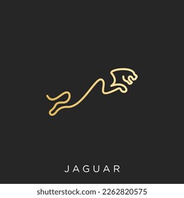 jumping jaguar logo with line art style svg