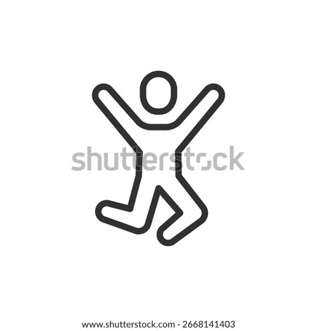 Jumping joyful person linear icon. happiness, celebration, or success. Editable stroke.