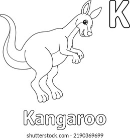 Jumping Kangaroo Alphabet ABC Coloring Page K