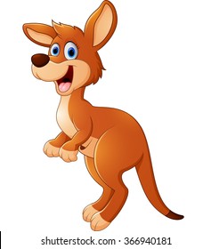 Cute Kangaroo Cartoon Isolated On White Stock Vector (Royalty Free ...