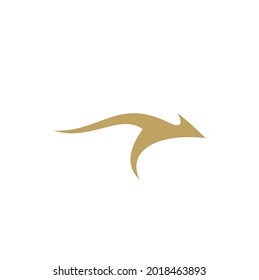 Jumping Kangaroo Silhouette , Golden Wallaby Leap Australian Animal Fauna Logo