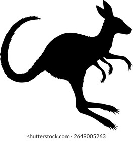 Saltando Kangaroo Silhouette Vetor Black Wildlife Clipart no fundo branco