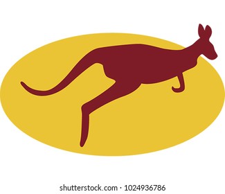 Jumping kangaroo. A vector illustration of a Australian animal. 