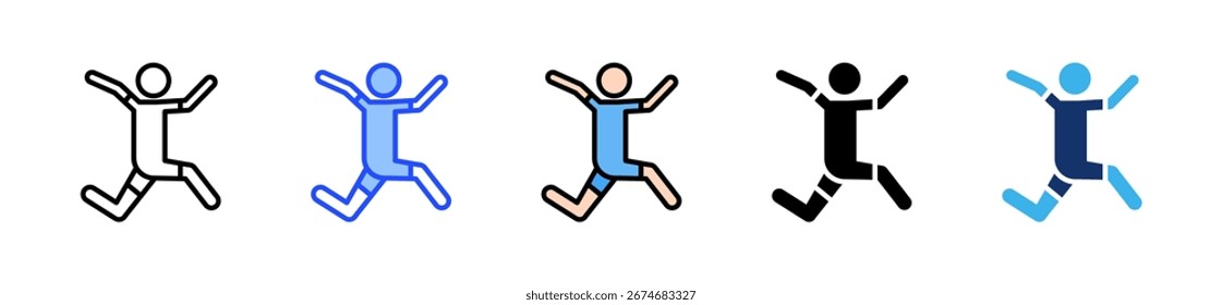 Jumping Kid Icon Collection mit mehreren Stilen