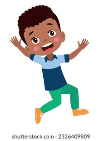 Jumping kids. Happy funny children playing and jumping in different action poses education little team vector characters. Illustration of kids and children fun and smile