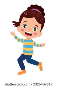Jumping kids. Happy funny children playing and jumping in different action poses education little team vector characters. Illustration of kids and children fun and smile