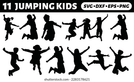 Jumping Kids Silhouettes Bundle Silhouettes Bundle