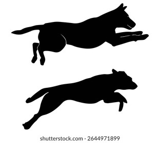 Salto Labrador Retriever Silhueta do cão, Salto Labrador Retriever ilustração do vetor do cão