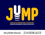 Jumping letters style font design, alphabet letters and numbers vector illustration