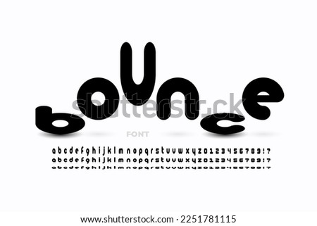 Jumping letters style font design, alphabet letters and numbers vector illustration [[stock_photo]] © 