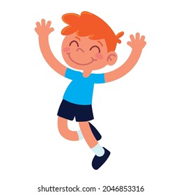 jumping little boy icon isolated