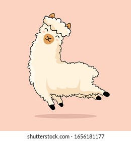 Jumping Llama Cartoon Cute Alpaca