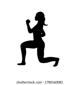 Jumping Lunge Vector Illustration Of A Fit Woman Exercising