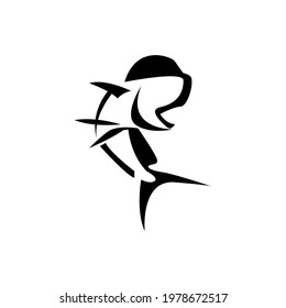 Jumping Mahi-mahi Fish Out of Water Vector Logo for Fishing Hobby Hunter