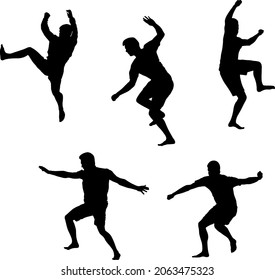 siluetas machos saltantes - ilustración vectorial