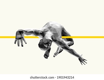 Jumping man. 3D human body model. Gymnastics activities for icon health and business. Vector illustration. 