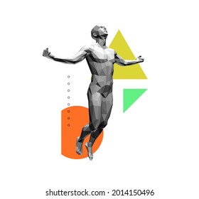 Jumping man. 3D vector illustration.