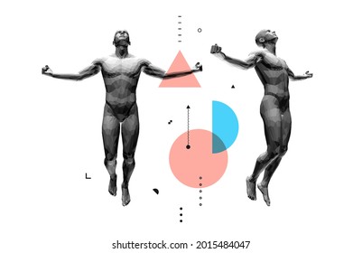 Jumping man. 3D vector illustration.