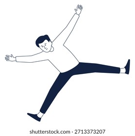 Personaje del hombre saltando. Persona flotante feliz en el aire