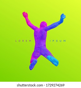 Jumping man. Design template. 3d vector illustration.