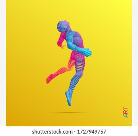 Jumping man. Man floating and hovering in the Air. 3d vector illustration. 