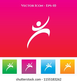 Jumping Man Icon in Colored Square box. eps-10