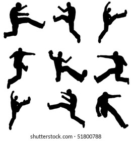 jumping man silhouette set