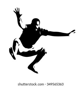 Jumping man, vector silhouette