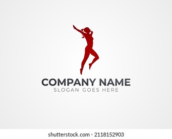 jumping man and woman vector logo