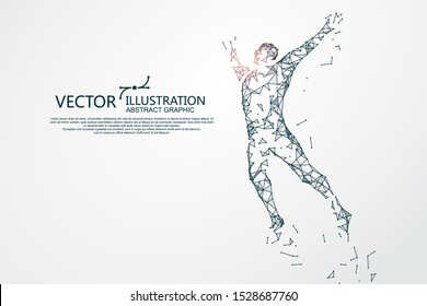 Jumping Man,Network connection turned into, vector illustration.