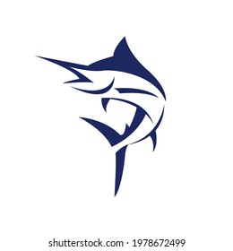 Jumping Marlin Fish Out of Water Vector Logo for Fishing Hobby Hunter