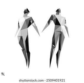 Jumping men. The man flies away to his goal. 3D human body model. Freedom, leadership or development concept. Design for sport. Vector illustration for cover, card, banner, brochure or presentation.