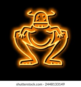 jumping monster neon light sign vector. jumping monster illustration