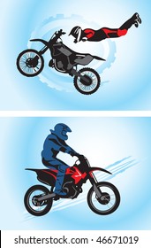 Jumping motorcyclist - vector illustration