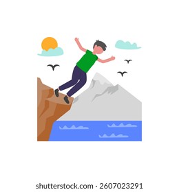 Jumping Off High Cliffs Vector Illustration