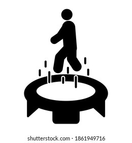 Saltando sobre el icono de trampolín en el diseño de estilo de silueta moderna. Ilustración vectorial aislada en fondo blanco.