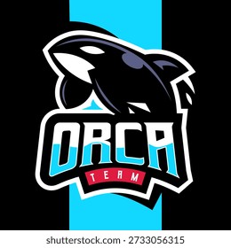 Diseño de logotipo de pez orca saltando para equipo deportivo
